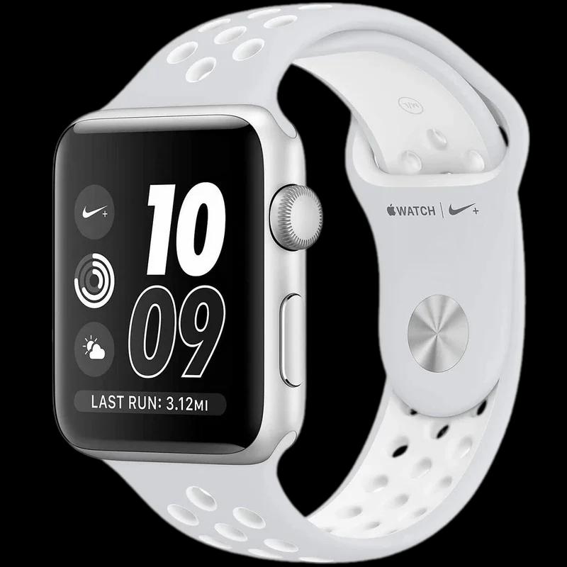 ساعت هوشمند اپل واچ سری 2 مدل 38mm Silver with Pure Platinum/White Nike Sport Silicon Band